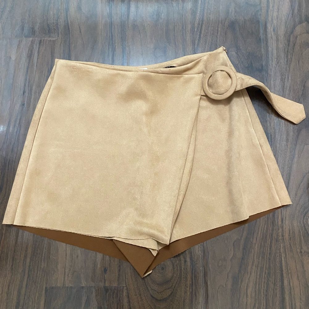 Pink Lily Wrap Suede Skort